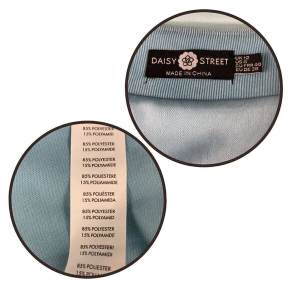 Daisy Street Women's Size 8 Powder Blue Corduroy Tie Waist Button Through Skater - Picture 7 of 9